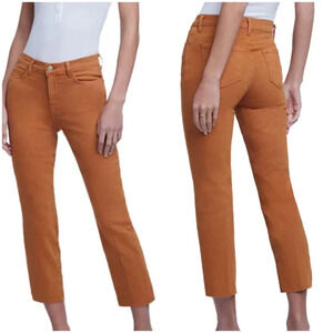 NWT L'AGENCE Sada High-Rise Slim Crop Jeans in Honey, Raw Hem, Stretch, Size 24.